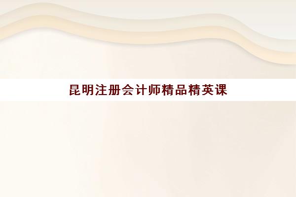 昆明注册会计师精品精英课程哪家好？2025年教学创新力三强机构深度解析