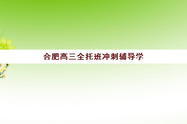 合肥高三全托班冲刺辅导学校哪个比较好一点？2025年权威排名Top5、特色对比与择校全攻略