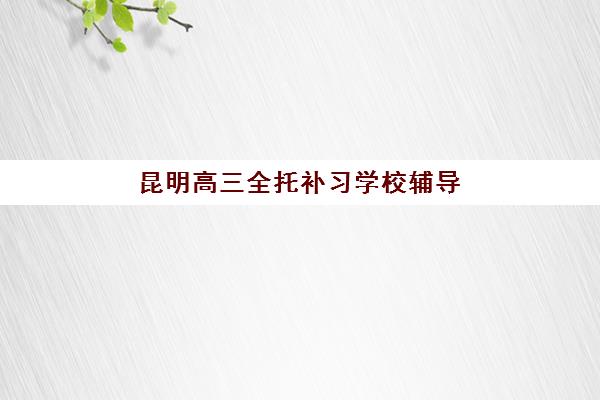 昆明高三全托补习学校辅导班有哪些机构好？2025年排名前十榜单、各校特色与择校全指南