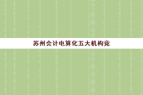 苏州会计电算化五大机构竞争力报告如何解读？2025年最新评估体系与择校指南全解析
