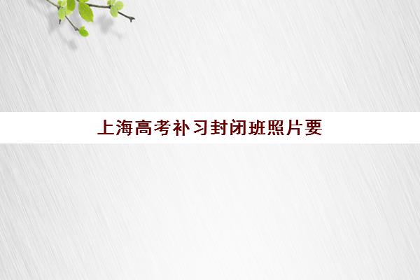 上海高考补习封闭班照片要求是什么样的，2025年最新证件照规范与拍摄指南