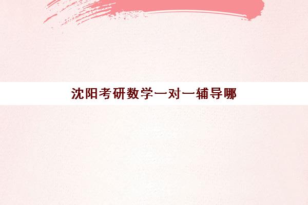 沈阳考研数学一对一辅导哪家强？5大培训机构特色对比与选择全指南