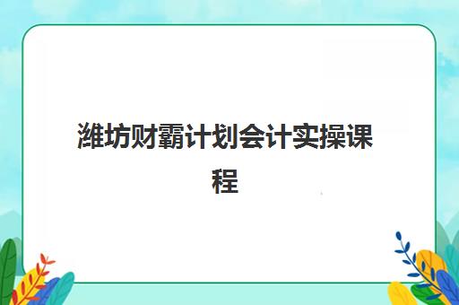 潍坊财霸计划会计实操课程机构教学创新力三强如何选择？2025年最新课程体系对比与科学择校全攻略